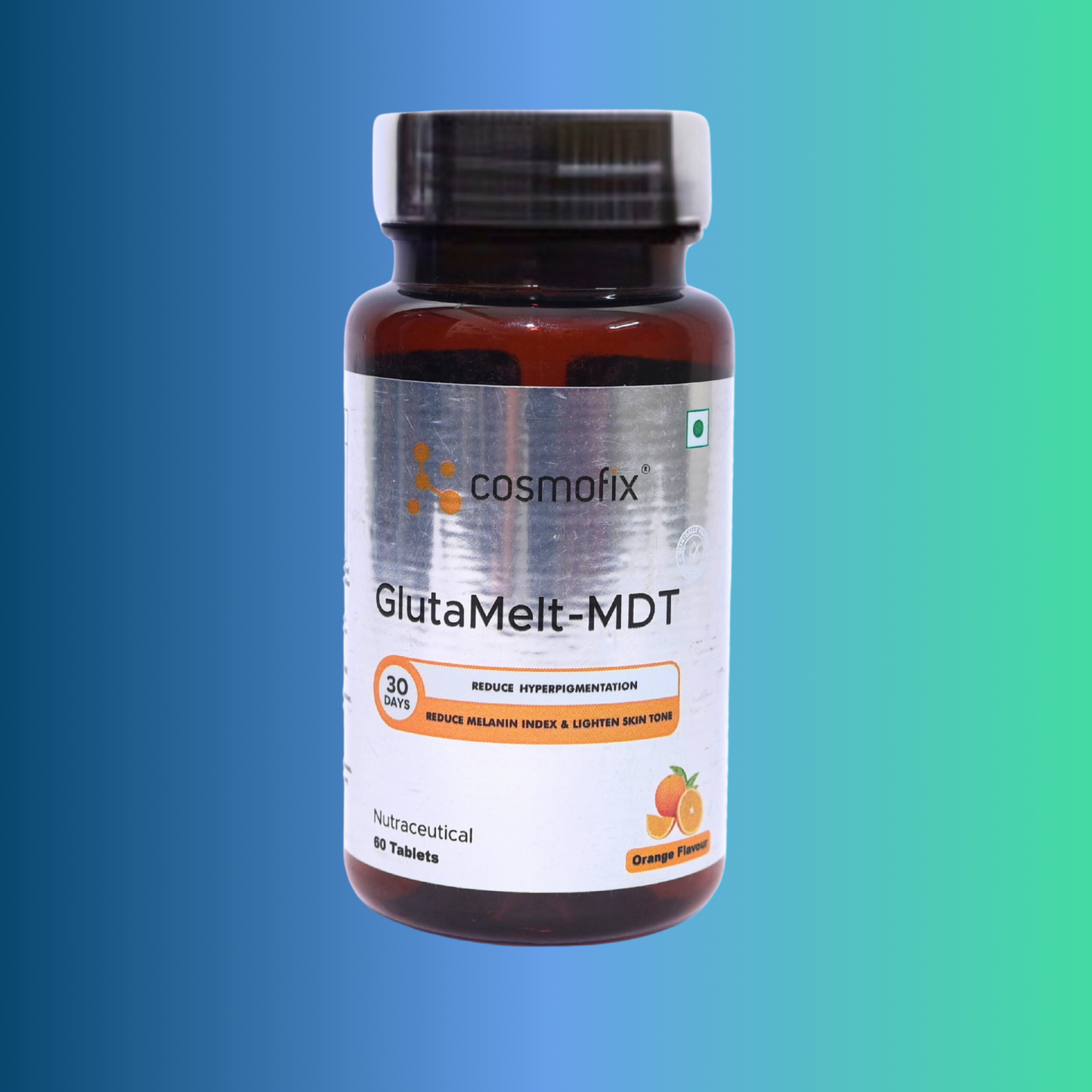 Cosmofix GlutaMelt-MDT | Advanced Glutathione Formula for Skin Brightening & Hyperpigmentation | Orange Flavour