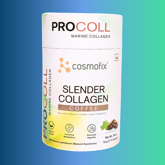 Cosmofix Procoll Slender Collagen Coffee – Marine Collagen for Weight Loss, Skin & Metabolism | 240g (15 Sachets)