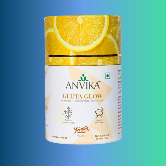 Anvika Wellness Gluta Glow – Mouth Dissolving Glutathione Sachets for Skin Brightening – Lemon Flavour – 15 Sachets