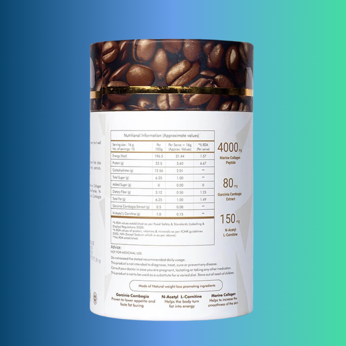Anvika Slender Collagen Coffee – Marine Collagen with Garcinia Cambogia & L-Carnitine – 15 Sachets
