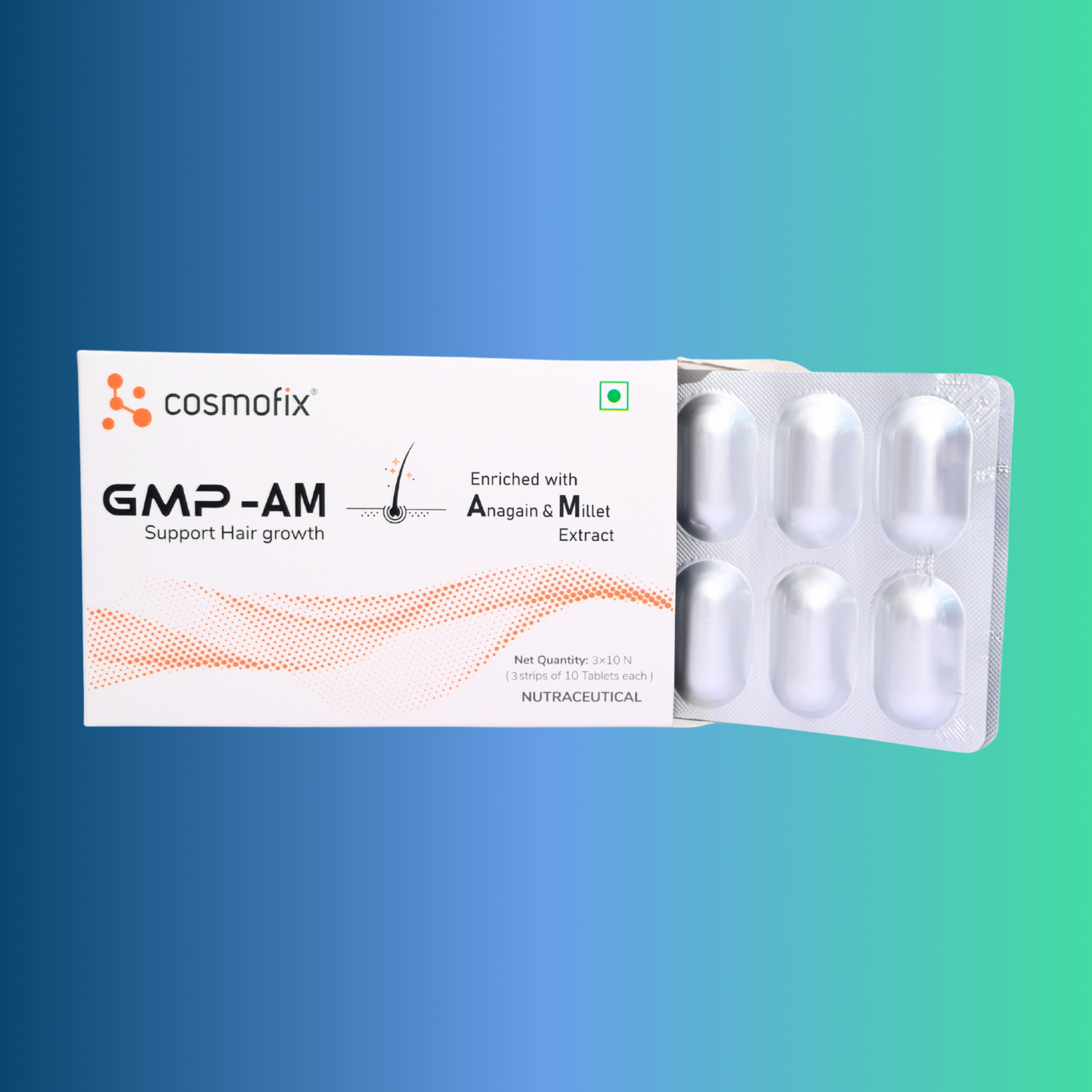 Cosmofix GMP-AM Hair Growth Tablets | With Anagain & Millet Extract | Supports Regrowth & Reduces Hair Fall | 30 Tablets