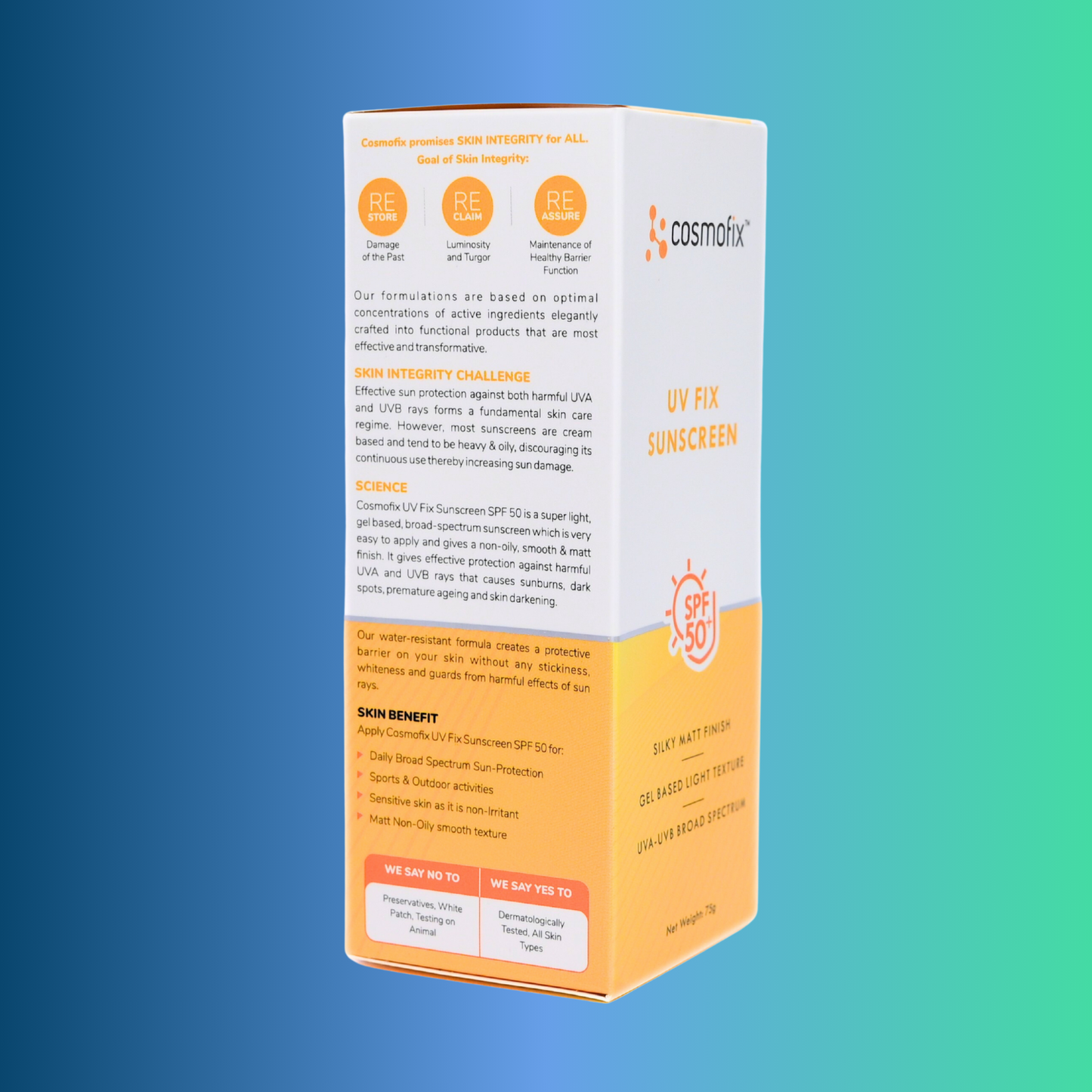 Cosmofix UV FIX Sunscreen | SPF 50+ PA++++ | Gel-Based, Matte Finish | UVA + UVB Protection