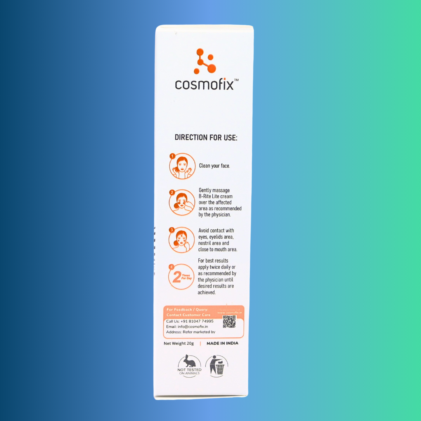 Cosmofix Bright Lite Cream | Advanced Skin Brightening & Dark Spot Reduction | With Niacinamide, Licorice & Arbutin | 20g
