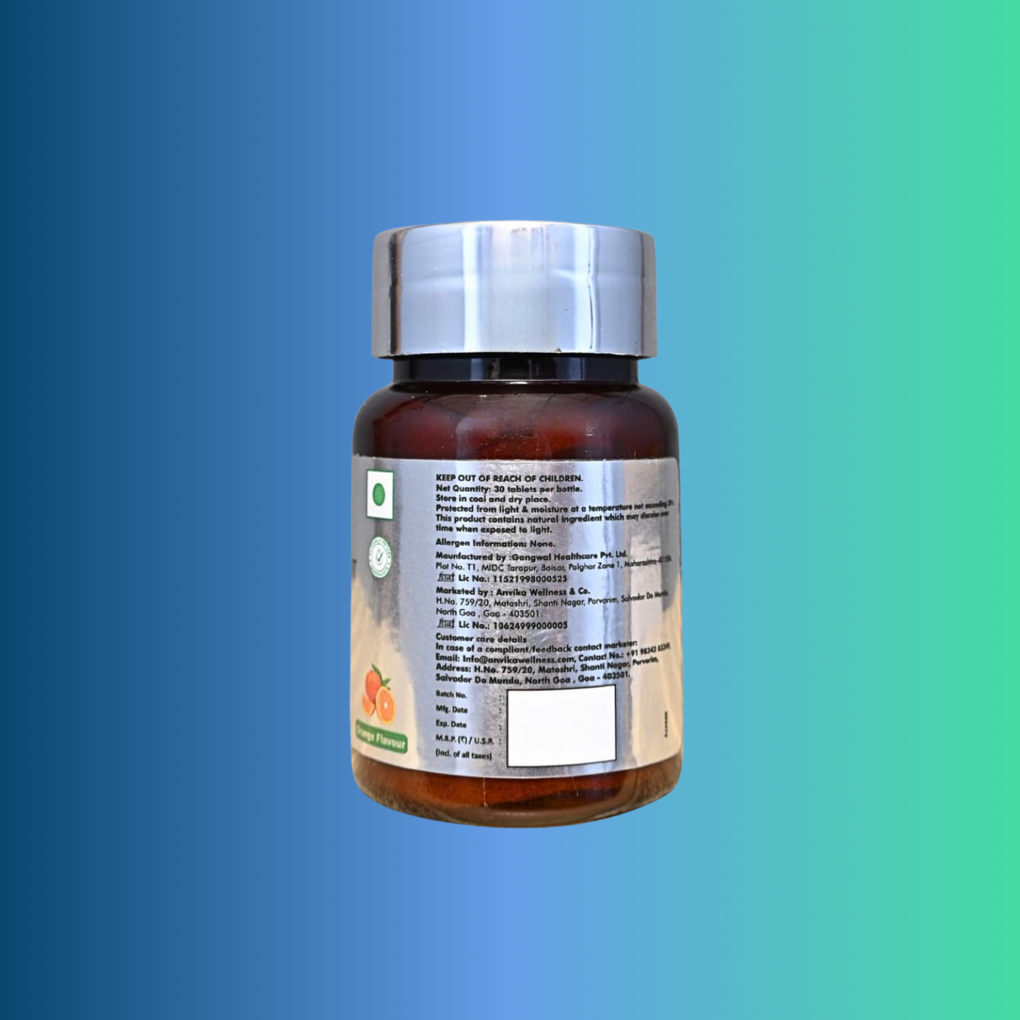 Anvika Glutaglow-MDT | Oral Glutathione Tablets with Vitamin C | Orange Flavor | 30 Tablets