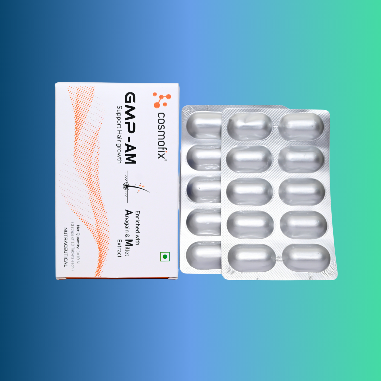 Cosmofix GMP-AM Hair Growth Tablets | With Anagain & Millet Extract | Supports Regrowth & Reduces Hair Fall | 30 Tablets