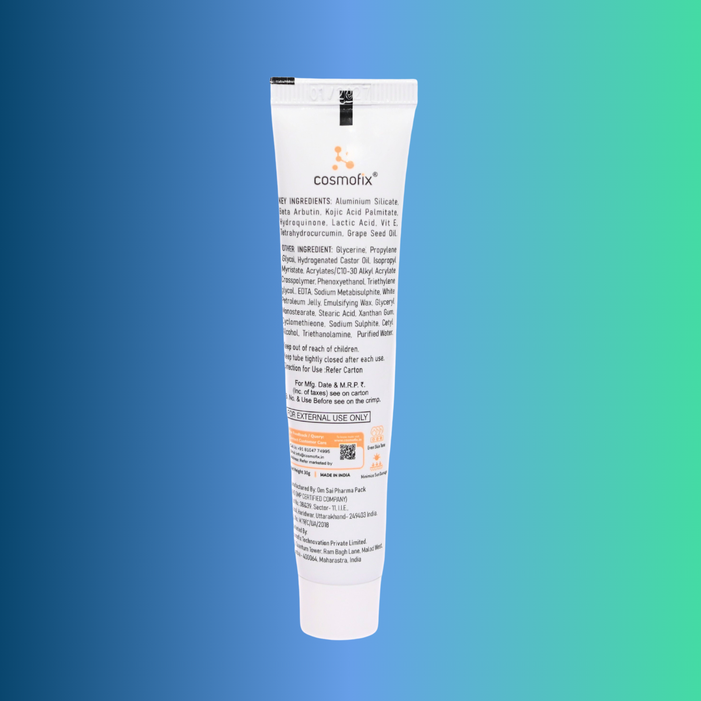 Cosmofix B-Rite Ultra Cream | Intensive Depigmenting & Skin Brightening | With Kojic Acid, Hydroquinone & Arbutin | 30g
