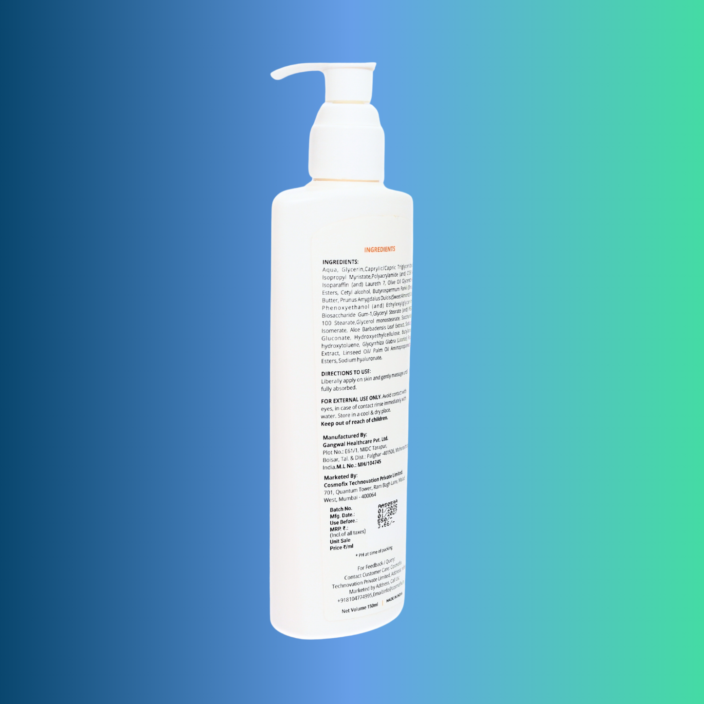 Cosmofix Corium Body Lotion – Lightweight Moisturizer with Hyaluronic Acid, Omega-3 & Ceramide – pH 5.5