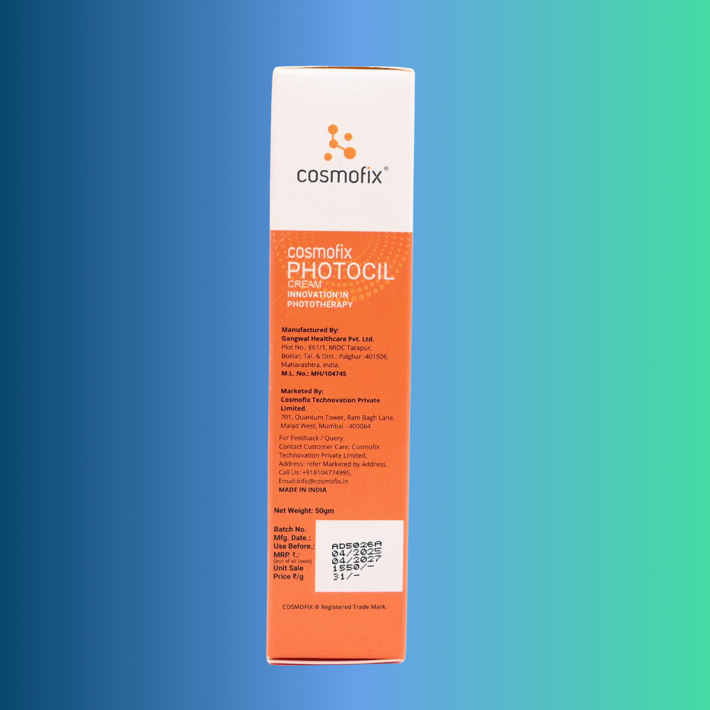 Cosmofix Photocil | UV-Activated Topical for Psoriasis & Vitiligo | Advanced Phototherapy Support | 50gm