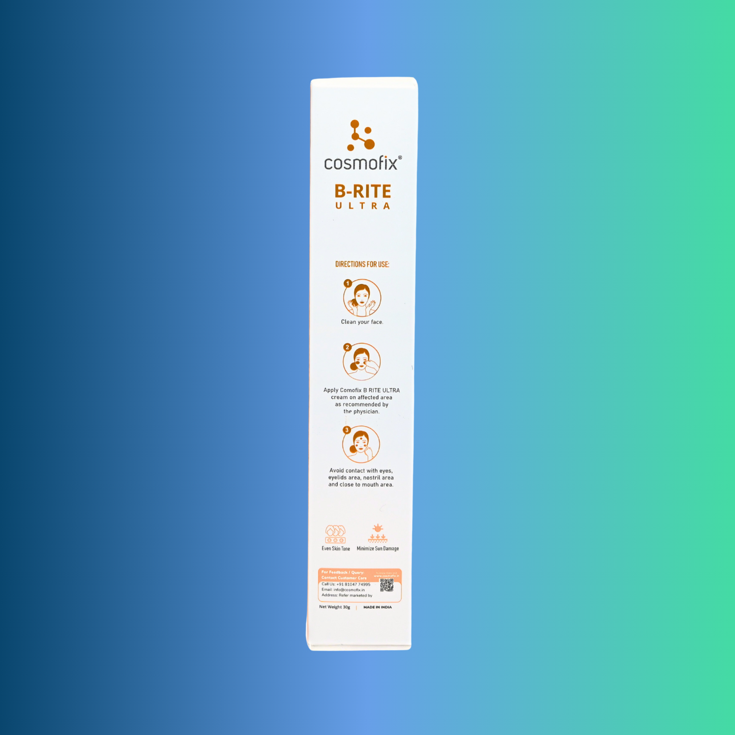 Cosmofix B-Rite Ultra Cream | Intensive Depigmenting & Skin Brightening | With Kojic Acid, Hydroquinone & Arbutin | 30g