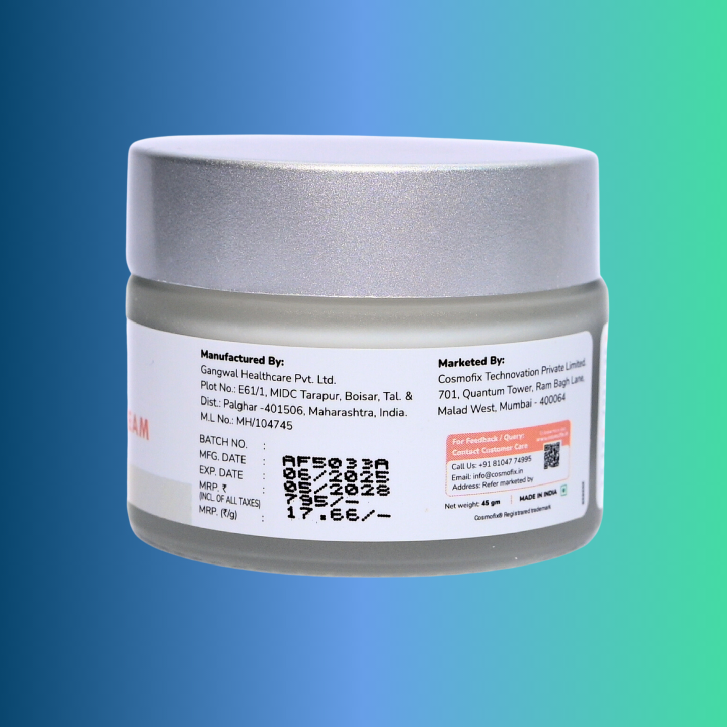 Cosmofix Instant Moisturising Cream | Deep Nourishment & Fine Line Smoothing | 45g