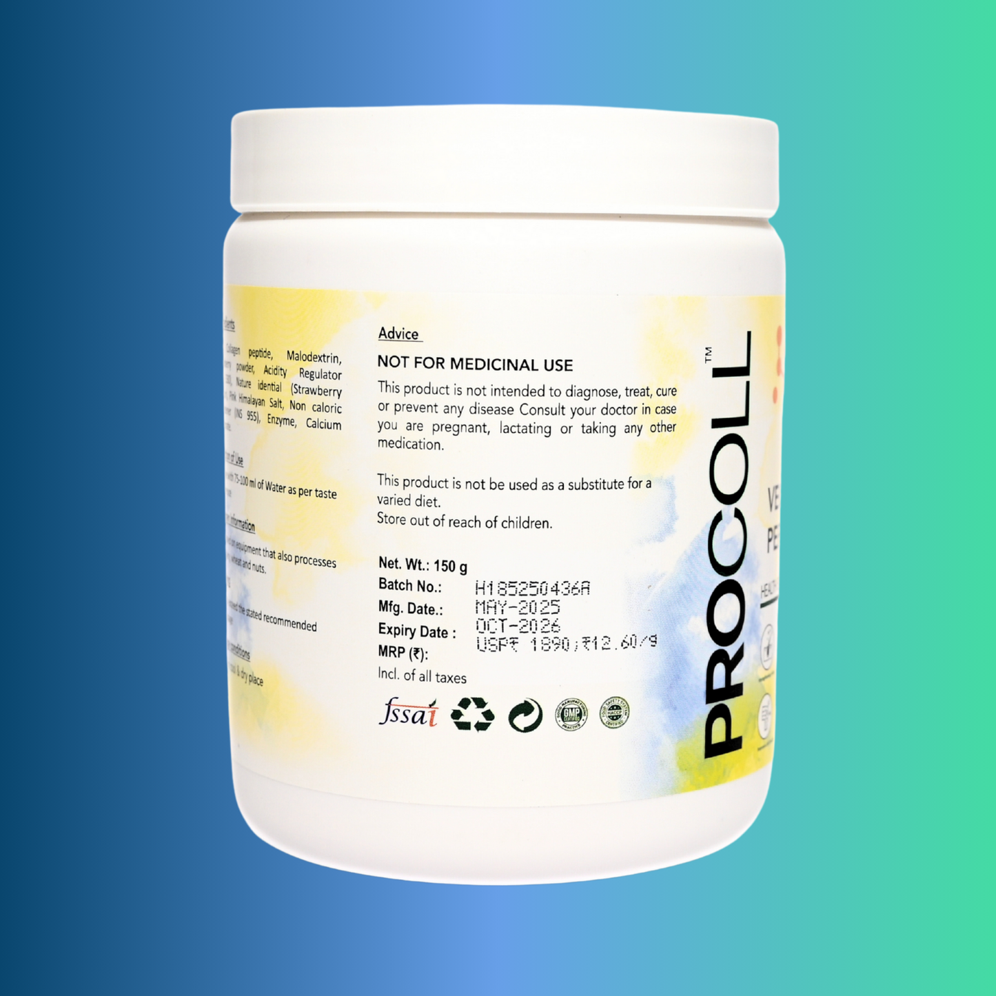 Cosmofix Procoll Vegan Collagen Peptide Powder – Strawberry Flavour (150g)