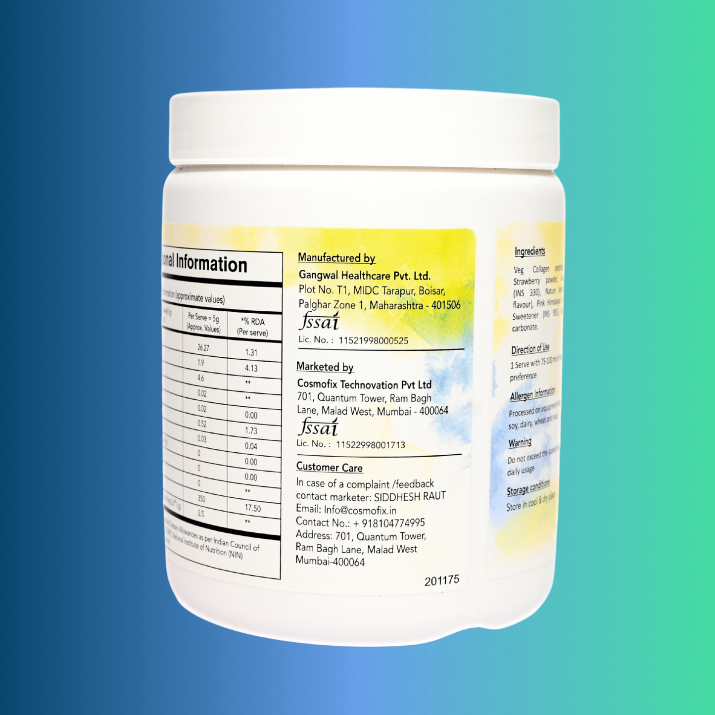 Cosmofix Procoll Vegan Collagen Peptide Powder – Strawberry Flavour (150g)