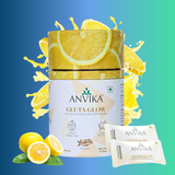Anvika Wellness Gluta Glow – Mouth Dissolving Glutathione Sachets for Skin Brightening – Lemon Flavour – 15 Sachets