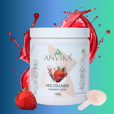Anvika Veg Collagen – Strawberry Flavour | 150g | Supports Hair, Skin & Joint Health