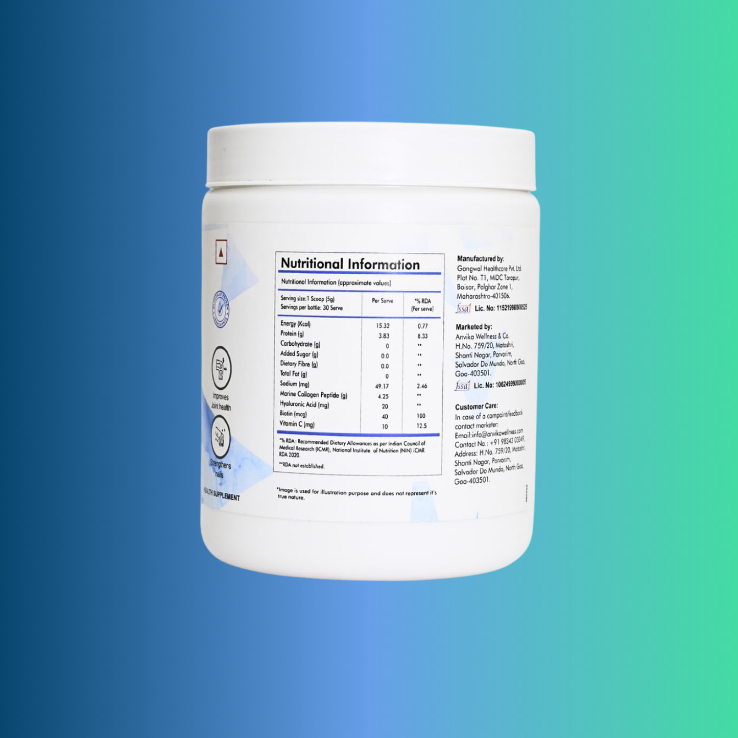 Anvika Marine Collagen | Hair, Skin & Nail Health Support – 150g