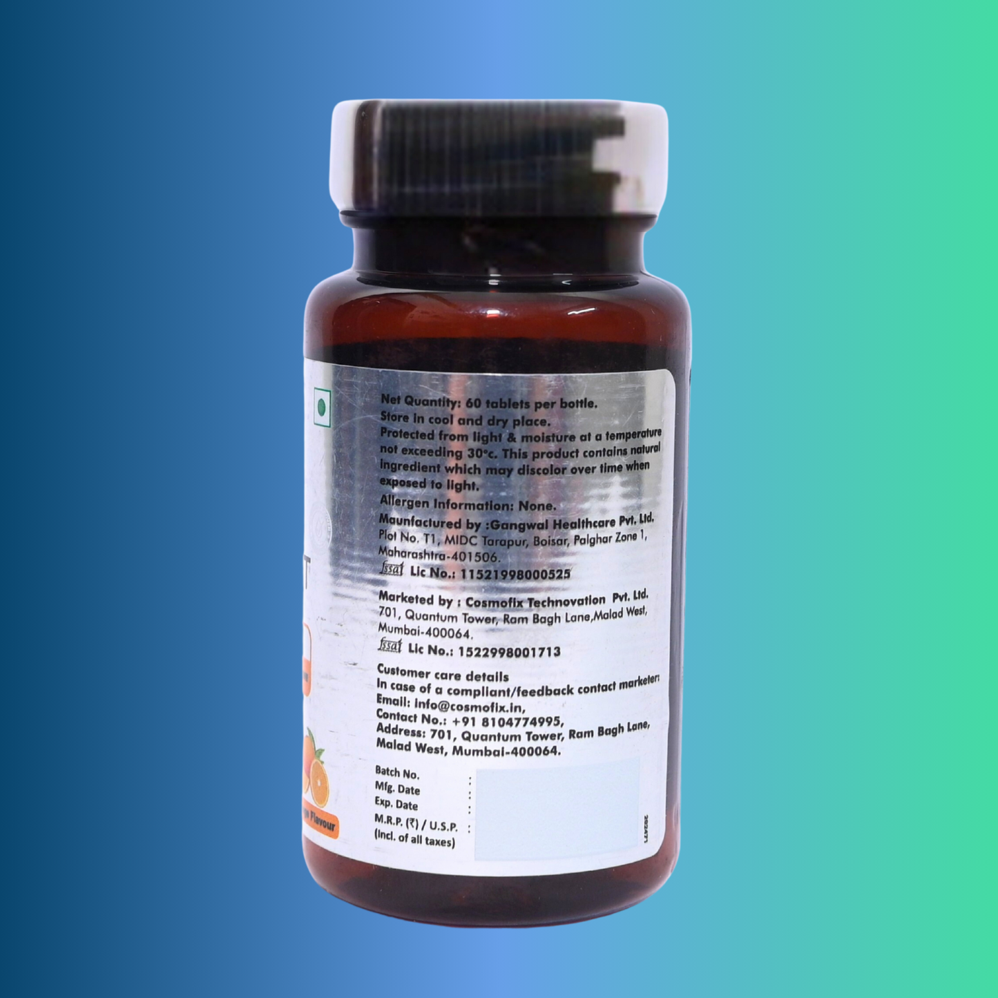 Cosmofix GlutaMelt-MDT | Advanced Glutathione Formula for Skin Brightening & Hyperpigmentation | Orange Flavour