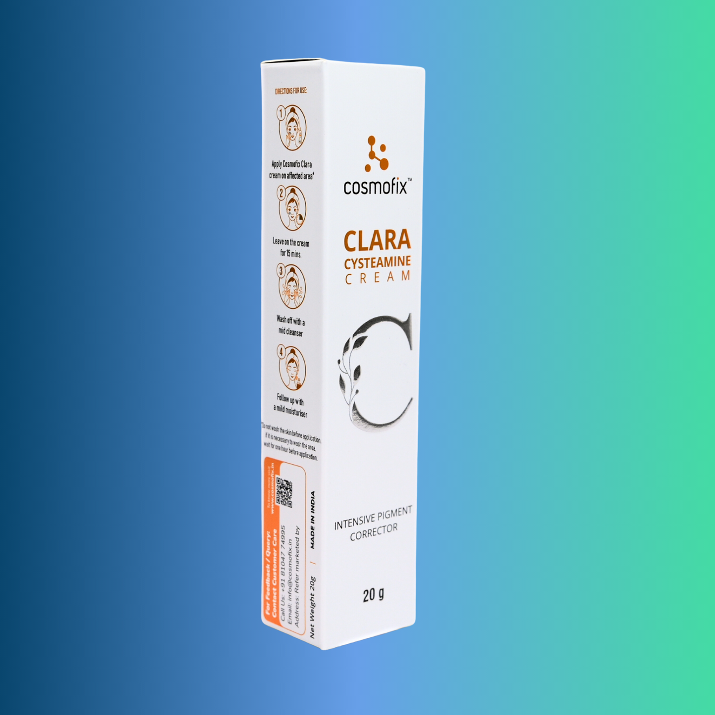 Cosmofix Clara Cysteamine Cream | Pigment Corrector for Melasma & Dark Spots | With Cysteamine & Arbutin | 20g