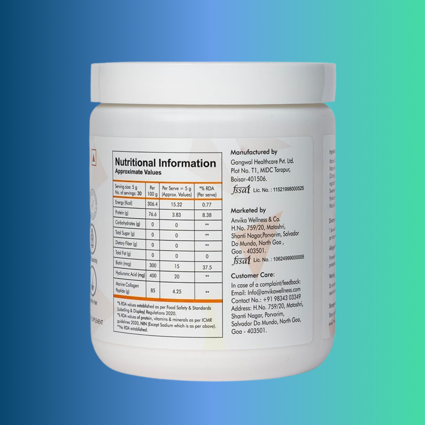 Anvika Marine Collagen | Hair, Skin & Nail Health Support – 150g