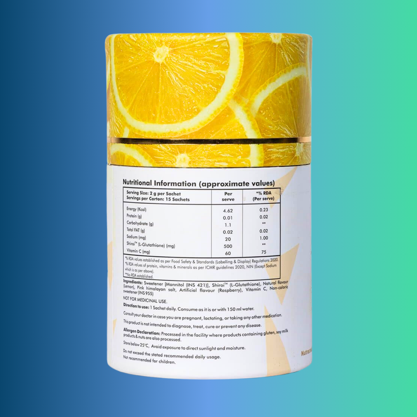 Anvika Wellness Gluta Glow – Mouth Dissolving Glutathione Sachets for Skin Brightening – Lemon Flavour – 15 Sachets