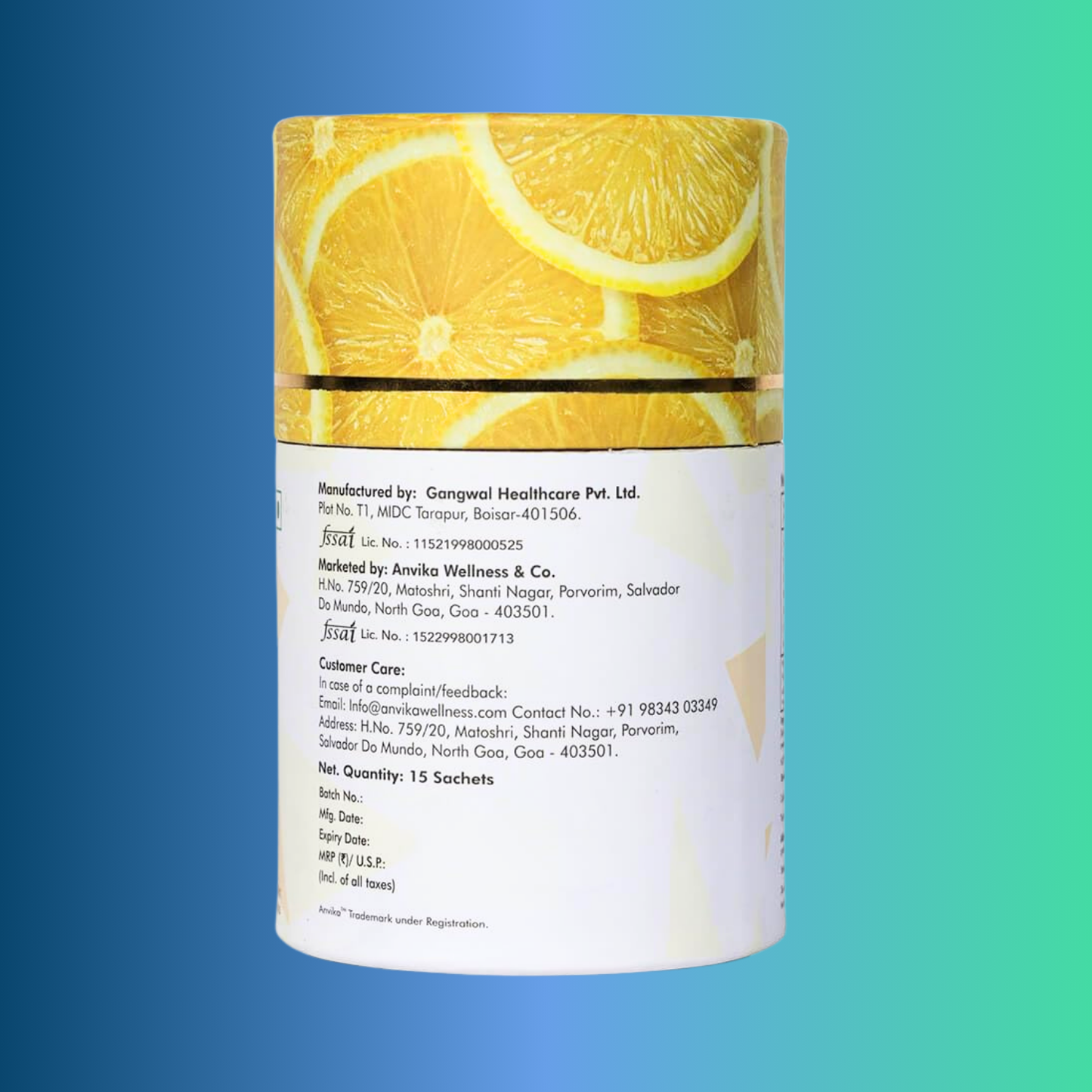 Anvika Wellness Gluta Glow – Mouth Dissolving Glutathione Sachets for Skin Brightening – Lemon Flavour – 15 Sachets