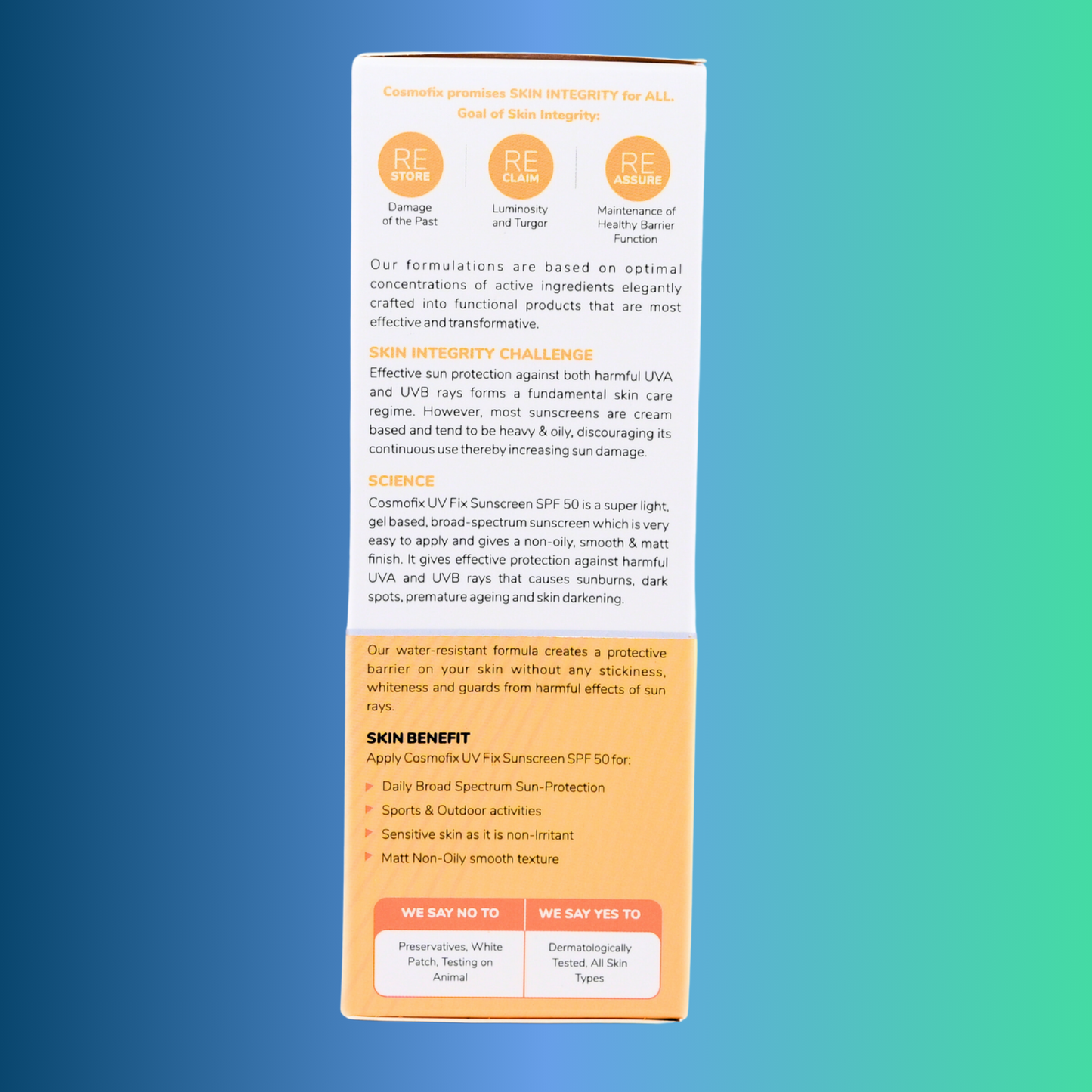 Cosmofix UV FIX Sunscreen | SPF 50+ PA++++ | Gel-Based, Matte Finish | UVA + UVB Protection
