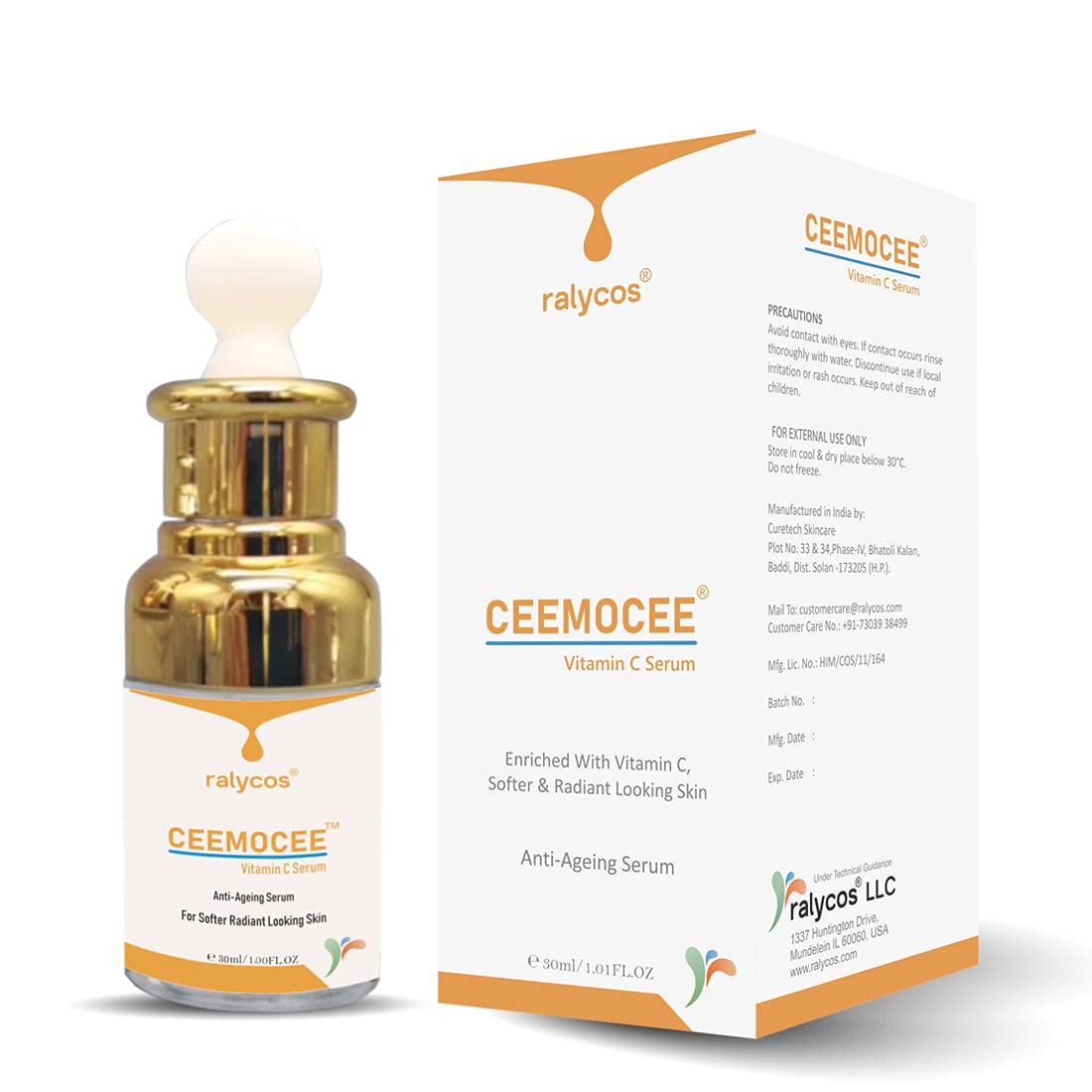 Ralycos Ceemocee Plus Vitamin C Serum for Brightening, Dark Spots & Glowing Skin