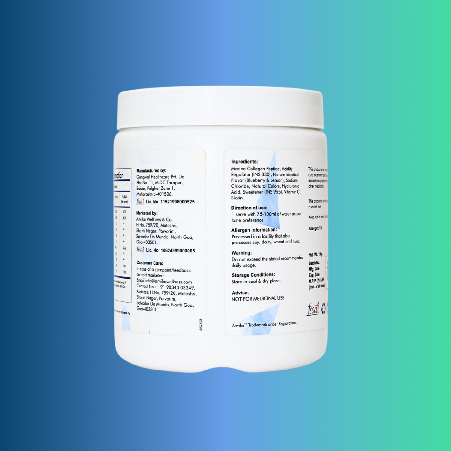 Anvika Marine Collagen | Hair, Skin & Nail Health Support – 150g