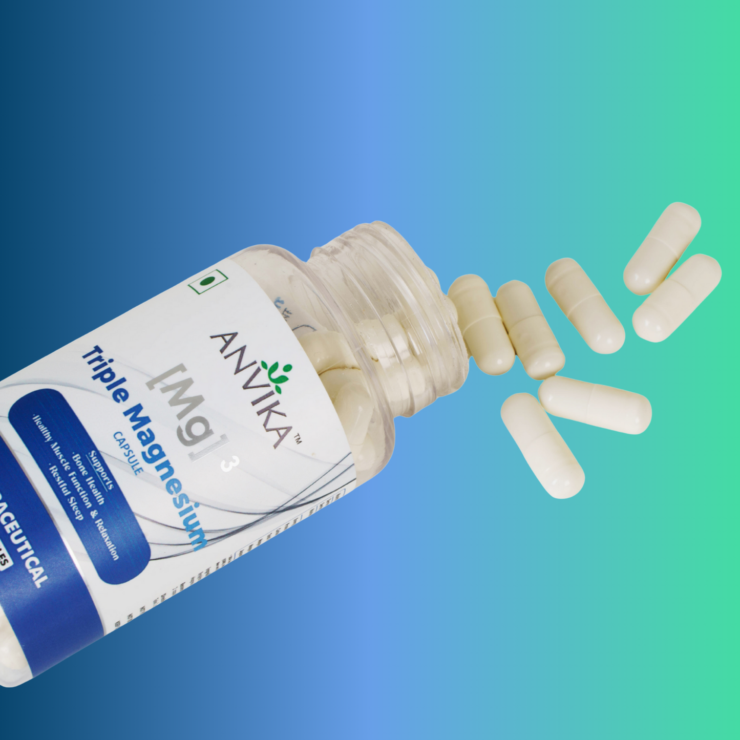 Anvika Triple Magnesium Capsules | Blend of Magnesium Citrate, Oxide & Glycinate | 60 Veg Capsules