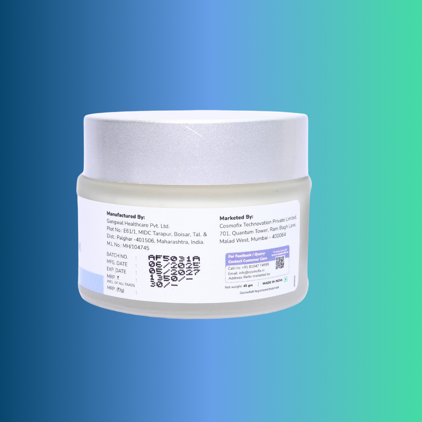 Cosmofix Anti Ageing Night Cream – Skin Lifting, Age Spot Reduction & Antioxidant Protection – 45g