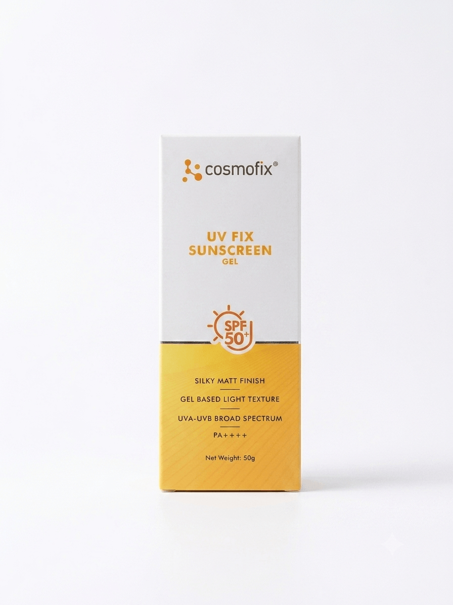 Cosmofix UV FIX Sunscreen | SPF 50+ PA++++ | Gel-Based, Matte Finish | UVA + UVB Protection